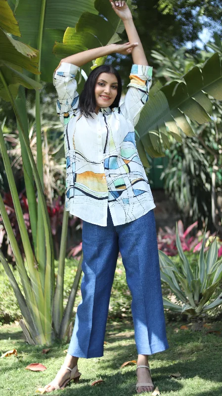 Digital Print Shirt-- Print Jacquard Patchwork