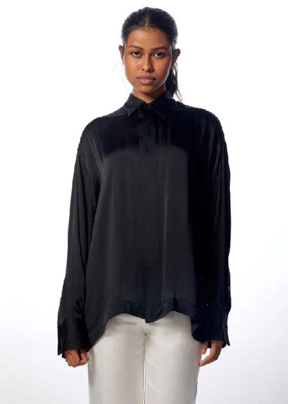 Satin Boxy Fit Shirt-- Nylon Fabric Polyester Fabric Spandex Fabric