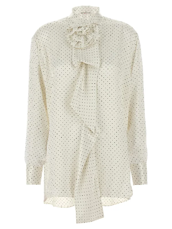 Polka Dot Shirt Flower Brooch-- Print Jacquard Patchwork