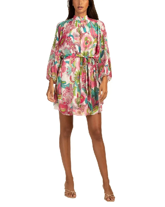 Trina Turk Art Silk-Blend Mini Dress Casual High-Waist Mini Dress