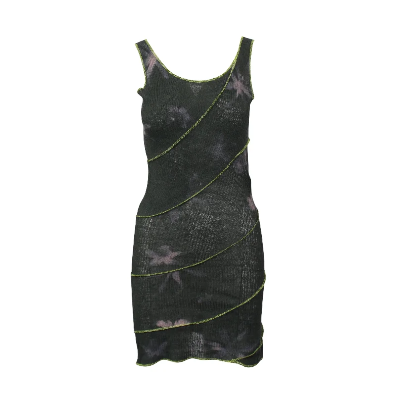 HELENAMANZANO GREEN 005 HELENAMANZANO TWIST ANENOME MINI DRESS Trendy Crossover Mini Dress