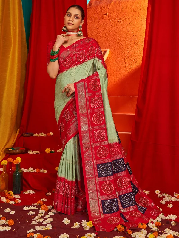 Women's Tussar Silk Red Woven Design Designer Saree With Blouse Piece Slim Fit Blouse