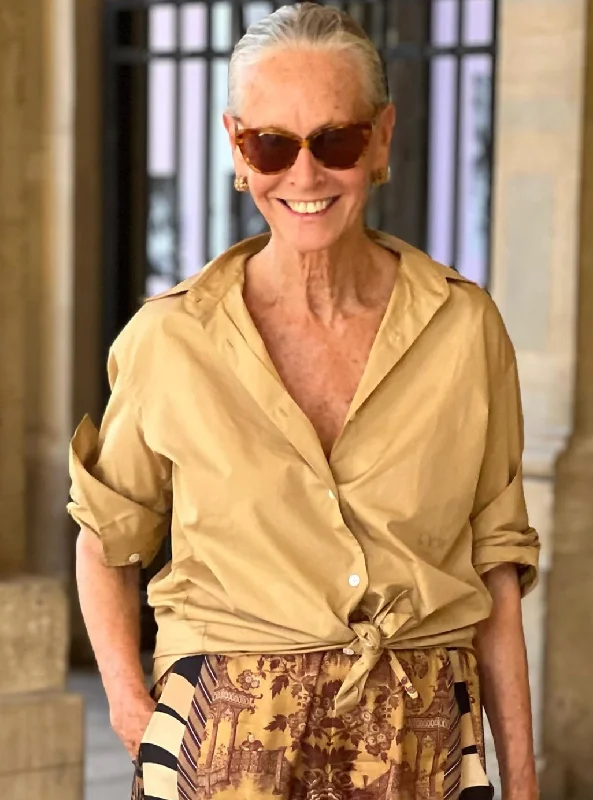 THE CLASSIC SHIRT | GOLD-- Denim Fabric Leather Fabric Suede Fabric