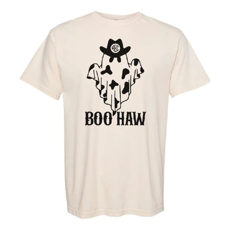 Monogrammed 'Boo-Haw' T-Shirt-- Lace Blend Ribbed Blend Corduroy Blend