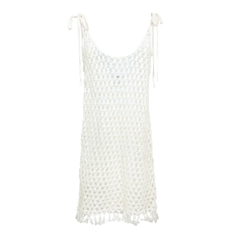 Marysia Crochet Mini Dress Natural Cozy A-Line Mini Dress