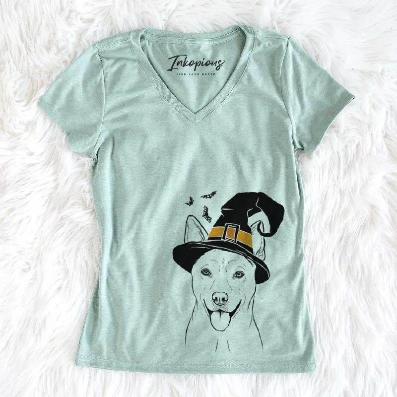 Witch Silly Lilly the Mixed Breed - Women's V-neck Shirt-- Collared Crew Neck Turtle Neck Witch Silly Lilly the Mixed Breed - Women's V-neck Shirt-- Collared Crew Neck Turtle Neck