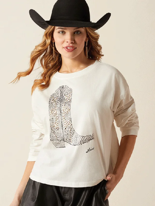 Ariat 10053925 Womens Meant For Walking Long Sleeve T-Shirt Cloud Dancer Ivory-- Nylon Fabric Polyester Fabric Spandex Fabric