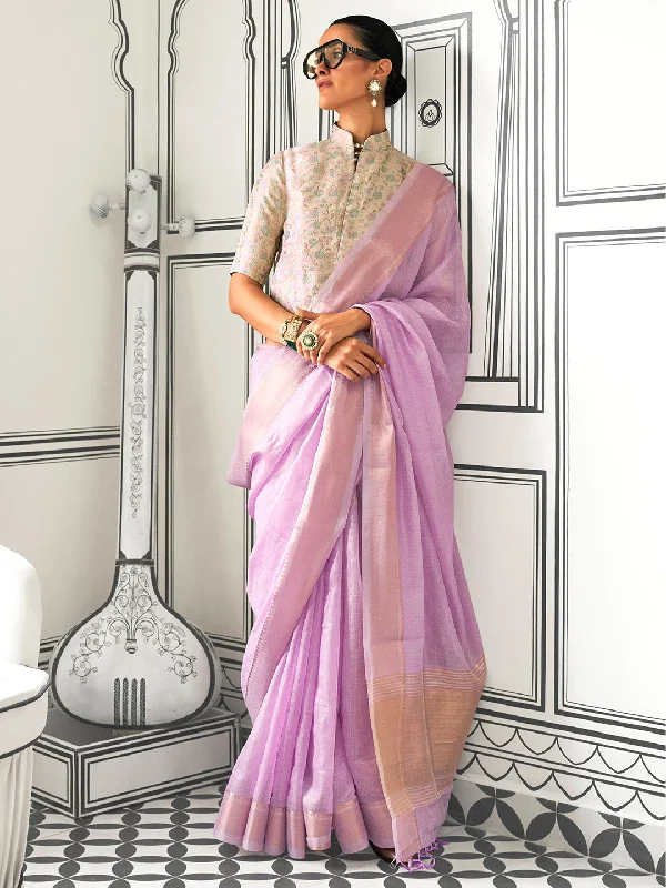 Women's Pure Chiffon Cream Woven Design Designer Saree With Blouse Piece Relaxed Fit Blouse