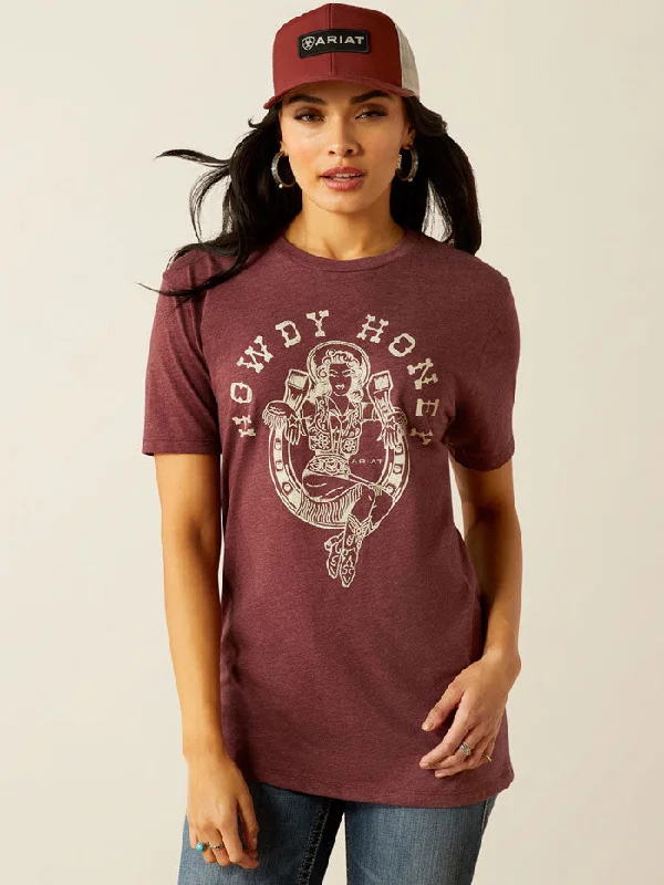Ariat 10054032 Womens Rodeo Sweetie T-Shirt Marron Heather Burgundy-- Casual Formal Business