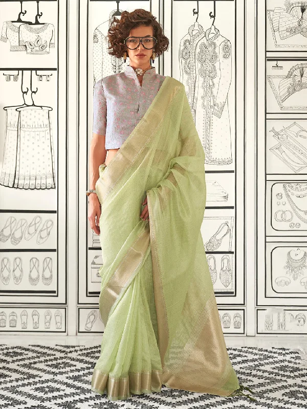 Women's Pure Chiffon Grey Woven Design Designer Saree With Blouse Piece Elegant Lace Blouse