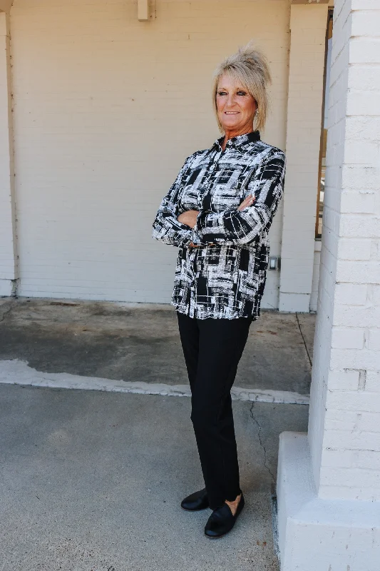 Taking Risks Black & White Blouse Loose Fit Blouse