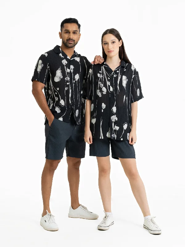 DEEDAT NATURE VERSE Casual Shirt - Black-- Ribbed Striped Patterned