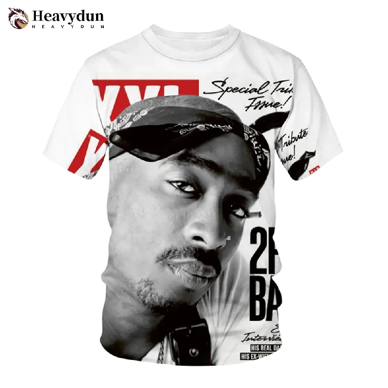 2Pac T-shirt Rapper Star Tupac 3D Print Streetwear Men Women Casual O-Neck T Shirt Rap Singer Hip Hop Music Tshirt Tops Clothing-- Houndstooth Herringbone Solid