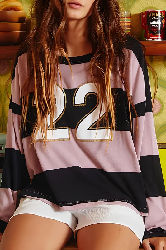 Hazel Blues® |  High-Low Color Block Round Neck Long Sleeve T-Shirt-- Front Pockets Side Pockets Patch Pockets