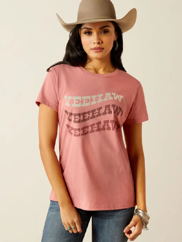 Ariat 10054033 Womens Rally Call T-Shirt Dusty Rose Pink-- Boxy Fit Fitted Loose