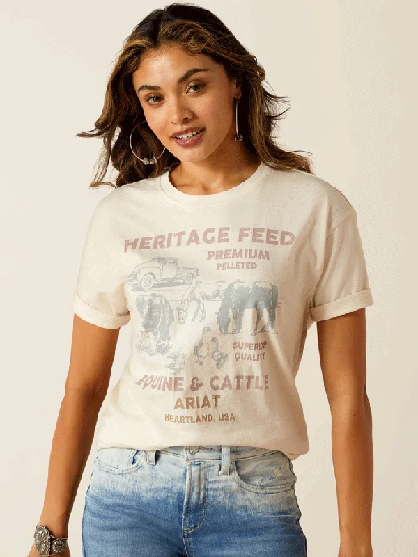 Ariat 10051291 Womens Feed T-Shirt Oatmeal Heather-- Jersey Fabric Tulle Fabric Batik Fabric