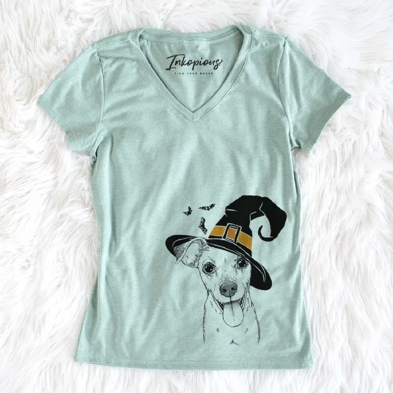 Witch Tyler the Mixed Breed - Women's V-neck Shirt-- Real Fur Shearling Chenille