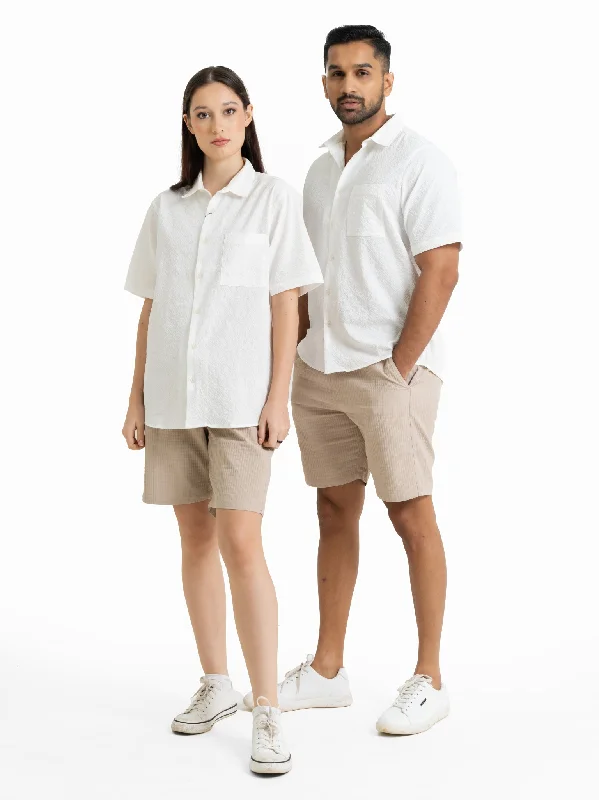 DEEDAT NATURE VERSE Short Sleeve Regular Fit Casual Shirt - White-- Machine Wash Dry Clean Hand Wash