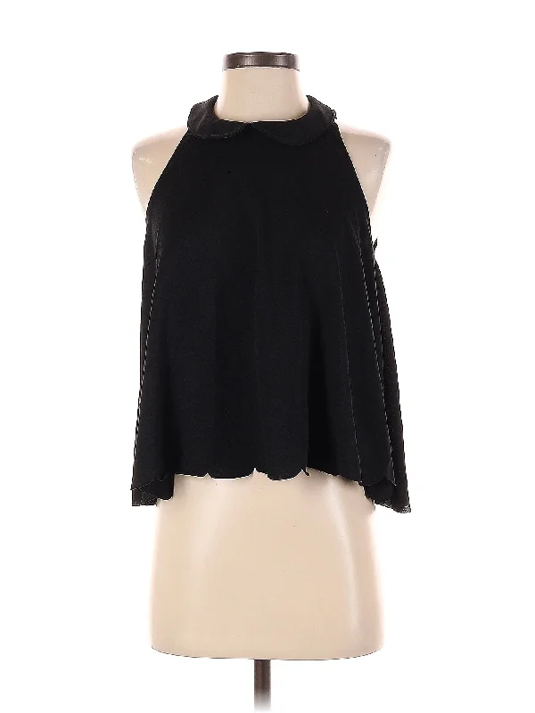 Sleeveless Blouse Elegant Semi-Sheer Blouse