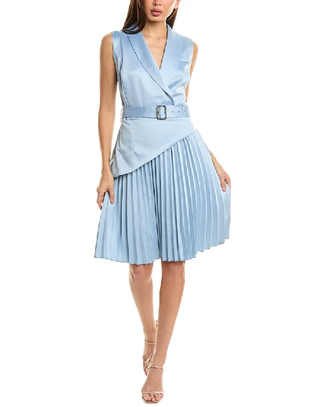 Pascale La Mode Accordion Pleated Mini Dress Comfortable Smocked Mini Dress