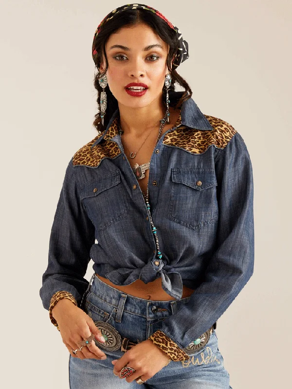 Ariat 10048539 Womens Layla Rose Rodeo Quincy Shirt Chambray-- Layered Multi-layer Single Layer