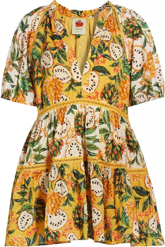 Farm Rio Women's Biriba Mix Mini Dress Cozy Cotton Mini Dress