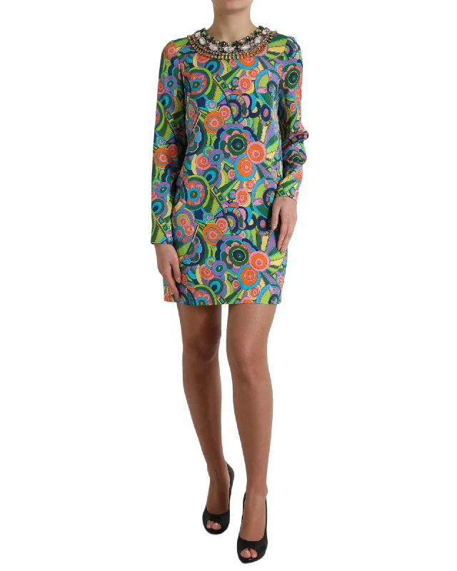 Dolce & Gabbana  Multicolor Silk Mini Dress Elegant Satin Lace Mini Dress