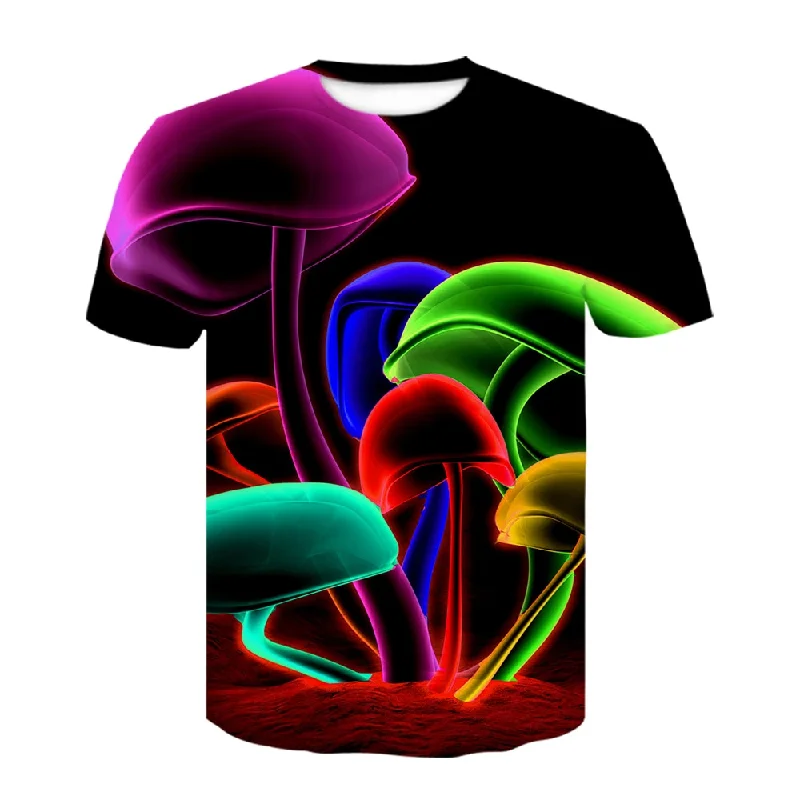 Funny T-shirts Psychedelic T shirt Men Mushroom Anime Clothes Geometric T-shirts 3d Graffiti Tshirt Printed Harajuku Tshirts Cas-- Satin Fabric Silk Fabric Chiffon Fabric