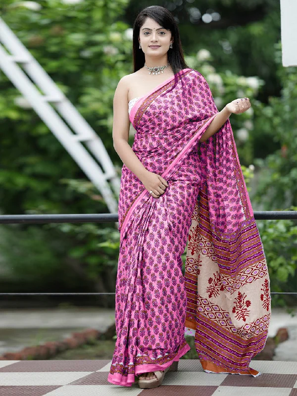 Women's Cotton White Printed Designer Saree With Blouse Piece Vintage Lace Blouse
