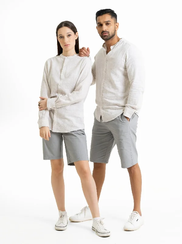 DEEDAT TUSCAN HUES Regular Fit Long Sleeve Casual Shirt - Beige-- V-Neck T-Shirt Long Sleeve Cotton