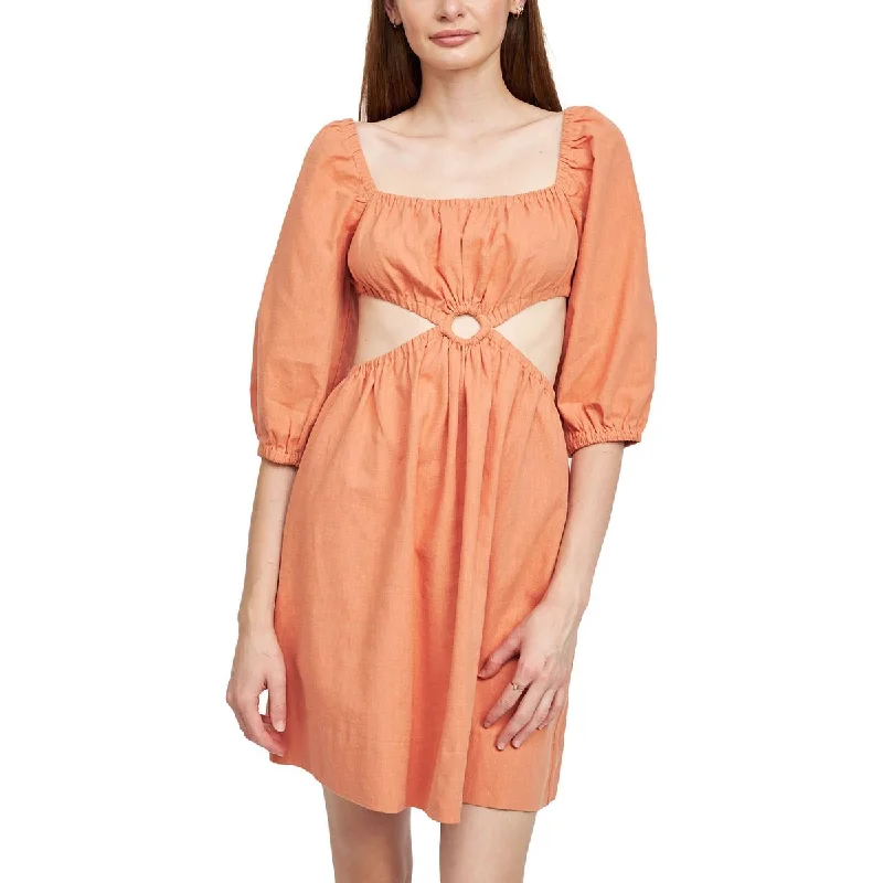 Jasper Womens Linen Open Back Mini Dress Fashionable Pleated Mini Dress