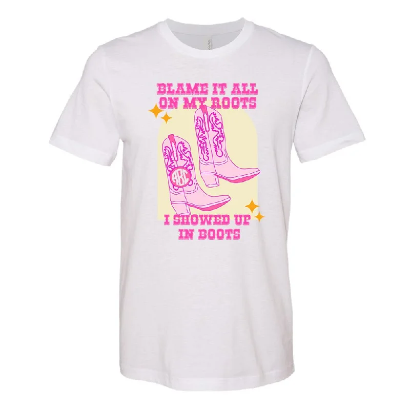 Monogrammed 'Blame It On My Roots' Premium T-Shirt-- Satin Blend Silk Blend Wool Blend