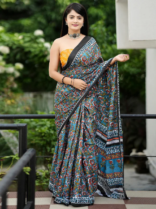 Women's Cotton Mustard Printed Designer Saree With Blouse Piece Office-Ready Blouse
