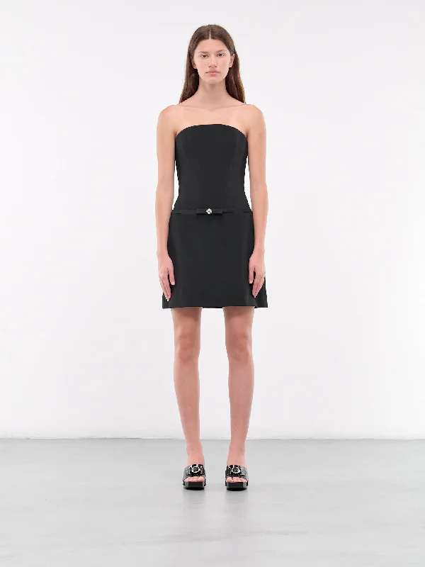 Strapless Mini Dress (1016950-1A12369-1B000-BLACK) Fashionable Mini Dress with Frills