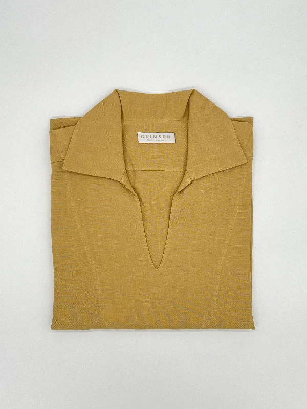 THE LINEN CAPRI SHIRT | GOLD-- Jersey Fabric Tulle Fabric Batik Fabric