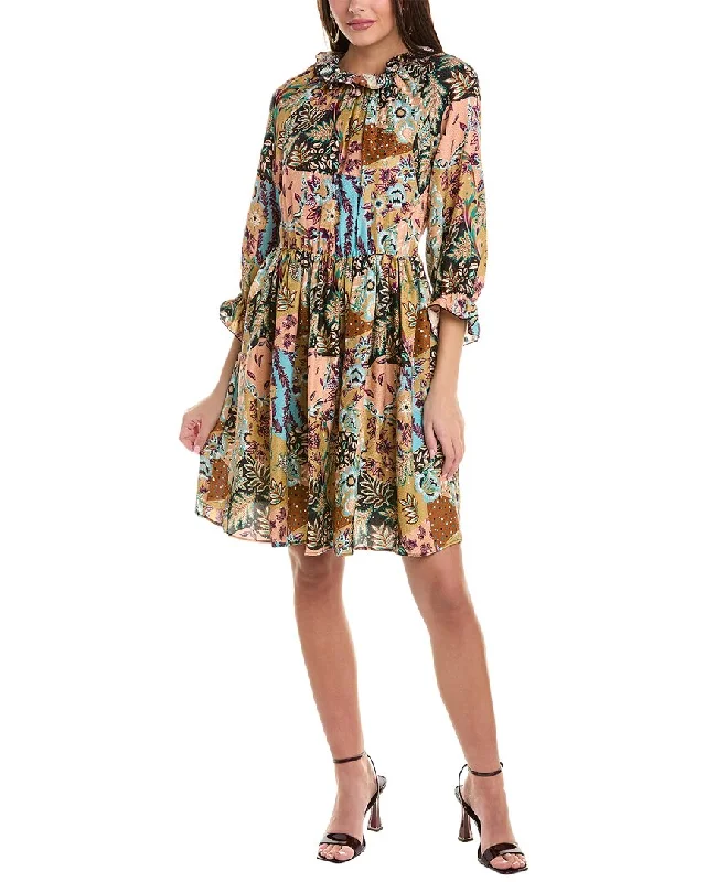 M Missoni Printed Silk-Blend Mini Dress Trendy Cut-Out Mini Dress