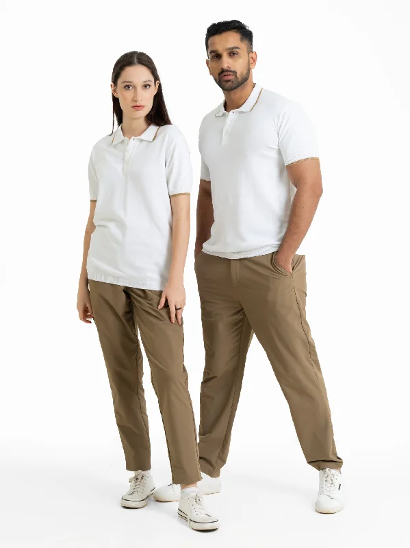 DEEDAT PORTOFINO Polo Tee Shirt - White-- Spandex Blend Rayon Blend Denim Blend