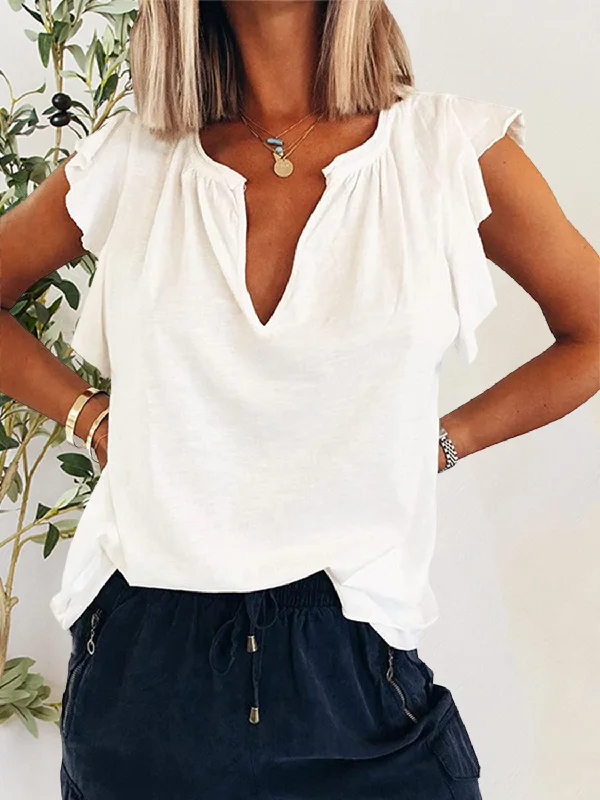 Cap Sleeve T-Shirt-- Plaid T-Shirt Polka Dot Checkered