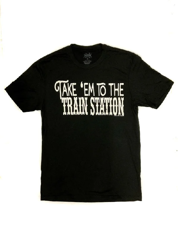 Texas True 3413-WH Yellowstone Take Em To The Train Station T-Shirt Black-- Zippered Front Buttoned Front Snap Front Texas True 3413-WH Yellowstone Take Em To The Train Station T-Shirt Black-- Zippered Front Buttoned Front Snap Front