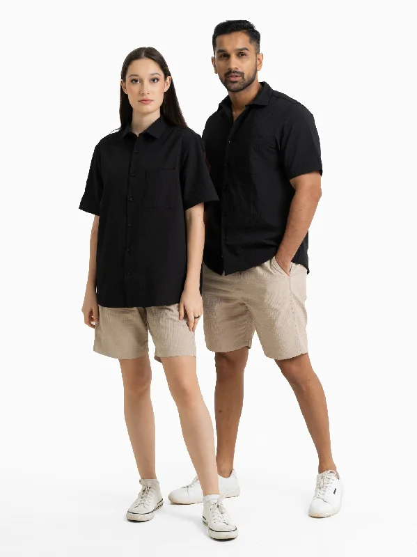 DEEDAT NATURE VERSE Short Sleeve Regular Fit Casual Shirt - Black-- Fashionable Trendy Casual