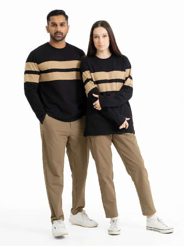 DEEDAT PORTOFINO Tee Shirt - Black & Khaki-- Boxy Fit Fitted Loose
