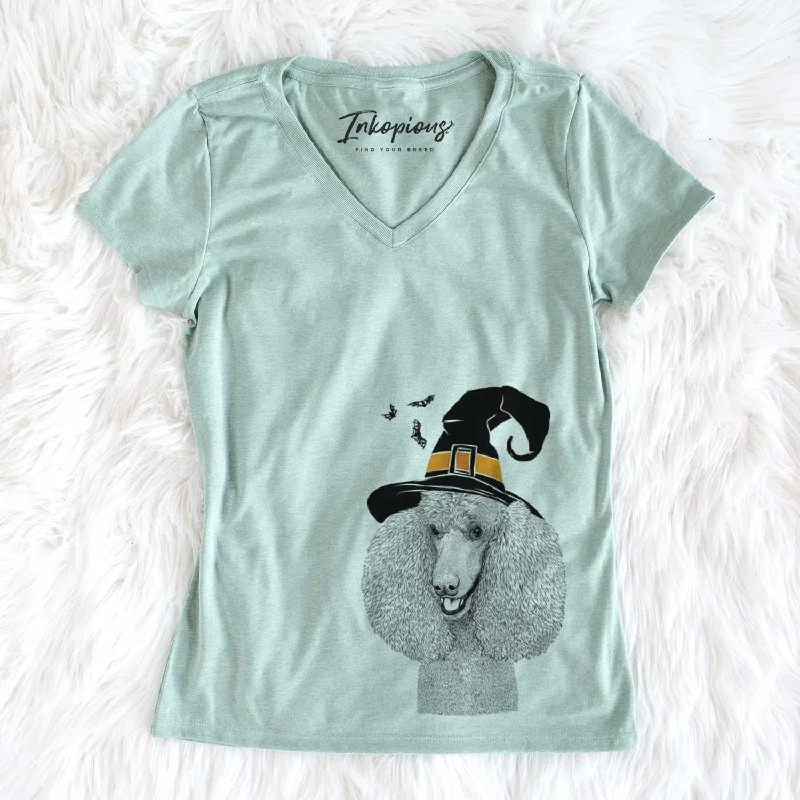 Witch Uncle Tucker the Poodle - Women's V-neck Shirt-- Anti-Shrink Durable Soft