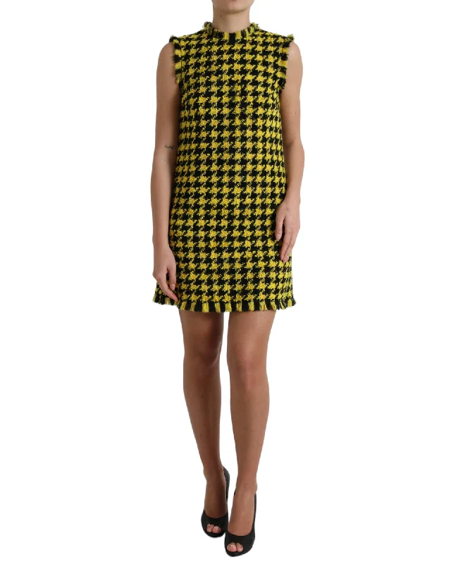 Dolce & Gabbana  Houndstooth Mini Dress Cozy Knitted Mini Dress