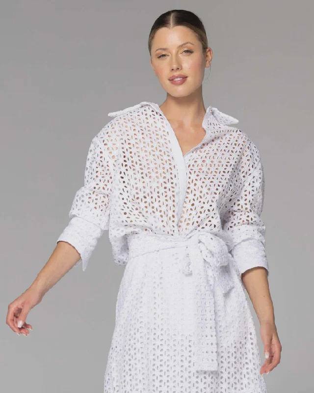 Dream Lover Broderie shirt-- Welt Pockets Slit Pockets