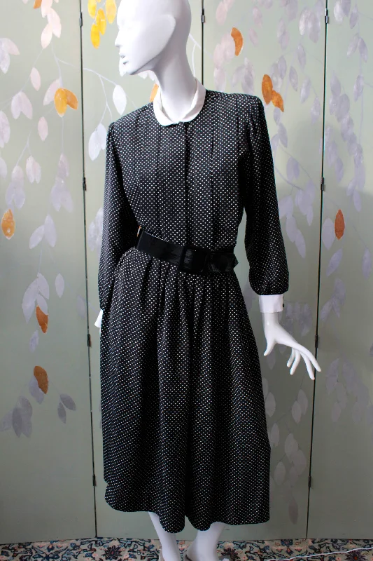 Vintage 1980s Heart Print Blouse and Skirt Set, Waist 27" Classic Minimalist Blouse