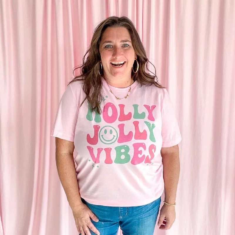 Christmas Themed - Holly Jolly Vibes - Women's Light Pink Bella Canvas Shirt S153-- Hooded Caped Shawl Collar