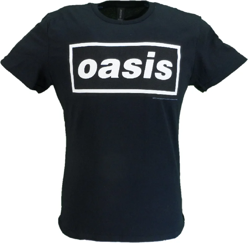 Ladies Black Official Oasis Decca Logo T Shirt-- Terry Blend Velvet Blend Canvas Blend