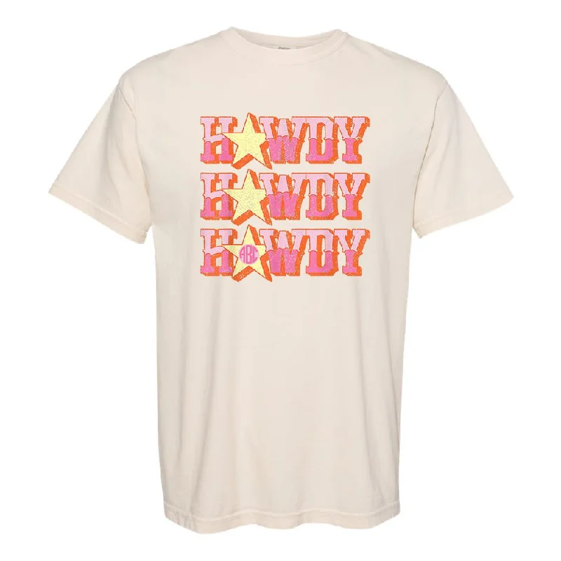 Monogrammed 'Howdy' T-Shirt-- Wool Fabric Cashmere Fabric Tweed Fabric