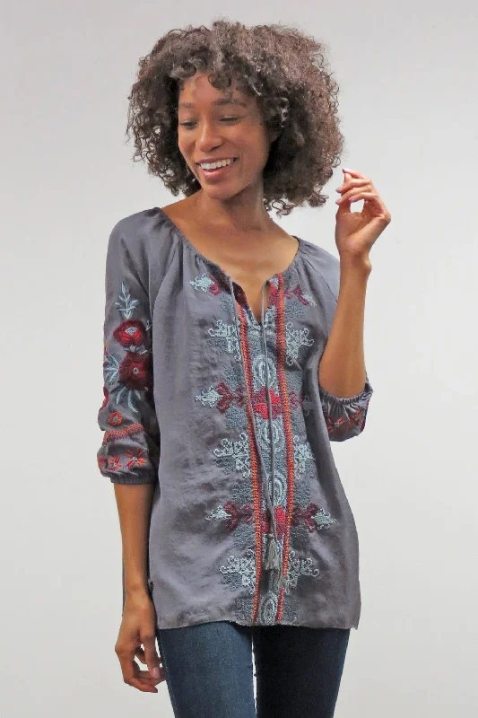 "Simone" Grey Blouse Soft Modal Blouse