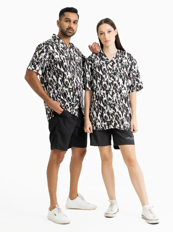 DEEDAT NATURE VERSE Regular Fit Casual Shirt - Black & Grey-- Embroidered Appliqued Beaded